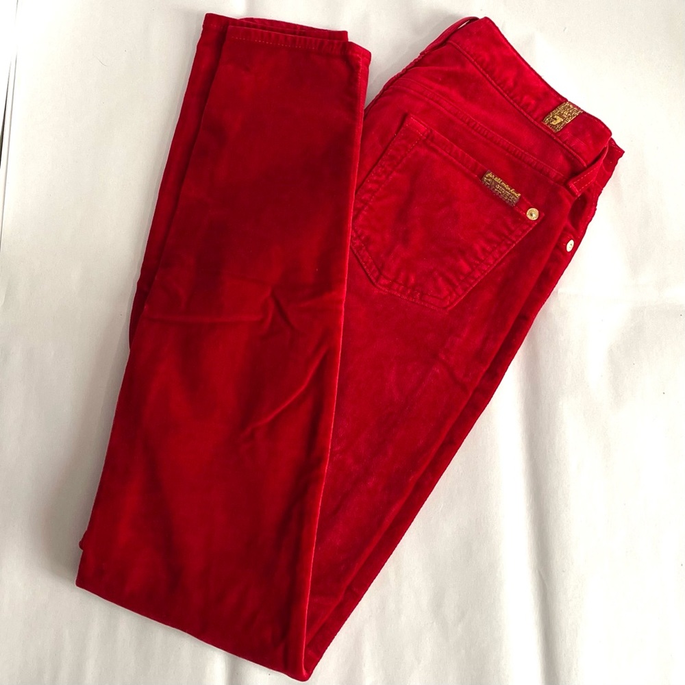 7 For All Mankind Women’s Red Velvet Skinny Pants